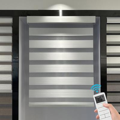 China High Quality Custom Anti-UV Motorized Electric Remote Control Blackout Window Zebra Shading Blinds for sale