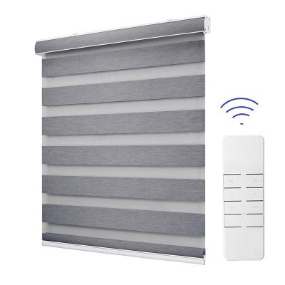 China High Quality Custom Anti-UV Motorized Electric Remote Control Blackout Window Zebra Shading Blinds for sale