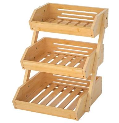 China Kitchen Fruit and Vegetable Storage CLASSIC Solid Wood Rack, Food Fruit Vegetable Storage Rack, 3 Tier Fruit Basket Bamboo Rack for sale