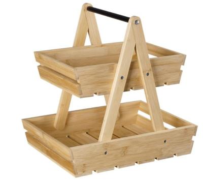 China Large CLASSIC 3-Tier Bamboo Fruit Basket for Kitchen Countertop Vegetable Storage Rack for Fruit Shop 12mm Thick for sale