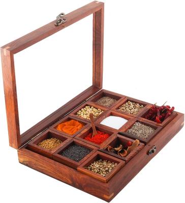 China New Natural Material Wood Spice Box Wood Box For Indian Wooden Square Spice Box Universal Spice for sale