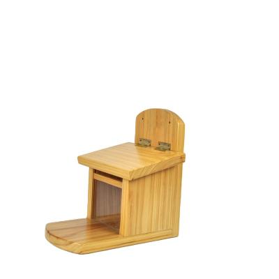 China Squirrel Feeder Box Pine Wood Stored Solid Fix On Tree Waterproof Pet Feeder for sale