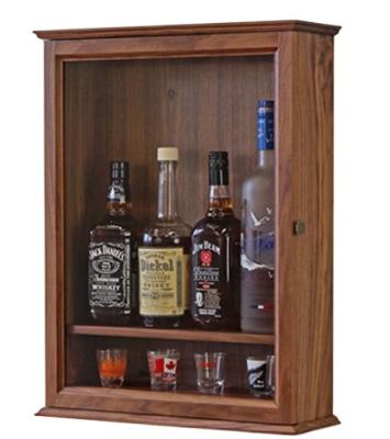 China Custom Wooden Stocked Whiskey Display Cabinet Mount On Different Wall Color Paint And Different Size For Shelf Cabinet for sale