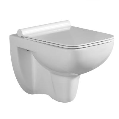 China Double-Flow European Sanitary Ware P-trap Washdown Flushing Rimless Wall Mounted Toilet Ceramic WC Wall Hung Toilet With Bidet for sale