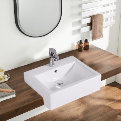 China Art Design Bathroom Rectangular White Ceramic Sinks European Minimalist Ceramic High Temperature Wash Basin Sink for sale