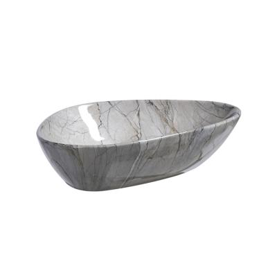 China Easy Clean Wholesale Hotel Sanitary Ware Small Wash Basin Triangle Vessel Sink Marble Bathroom Sink Ceramic Sink for sale