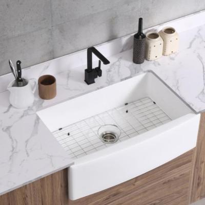 China Without Single Sink North America White Rectangular Apron Front Ceramic Undermount Sink Kitchen Sink for sale