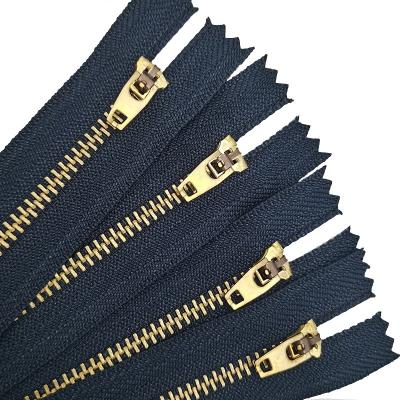 China Factory wholesale high quality custom 4.5YG 4YG 5YG double lock metal spring zipper capped jeans auto lock jeans main zipper for sale