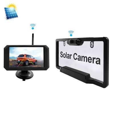 China Newest 5 Inch 720P License Plate IPS Solar Wireless Car Monitor Support WIFI Reverse Camera for sale