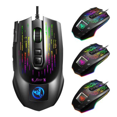 China 3D HXSJ J500 display gaming mouse driver can freely set cable RGB colorful luminous mouse border wholesale per pictures for sale