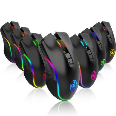 China 3D HXSJ T26 2.4G RGB Luminous Seven-Button Wireless Rechargeable Computer Mouse TYPE-C Competitive Gaming Mouse for sale