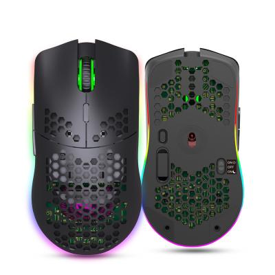 China wholesale 3D HXSJ T66 Hole Mouse 2.4G Wireless Mouse Light Design RGB Cellular Luminous Mouse Spot Light for sale