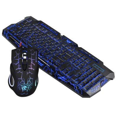 China Competitive set of J10 Anti-fall three-color gaming keyboard and mouse set colorful luminous computer keyboard and mouse backlit cable set for sale