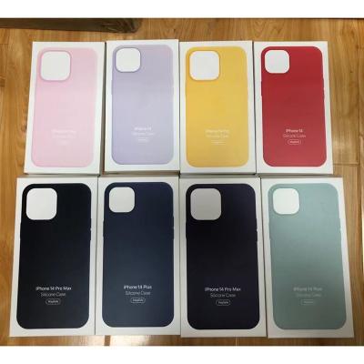 China Shockproof with Logo Original Magnetic Silicone Case for iPhone 14 pro Max With Animation Liquid Case for iPhone 14 plus cover for sale