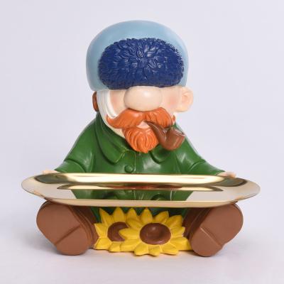 China Europe Office Van Gogh Organizer Tray Metal Polyresin Home Decoration For Home Accessory Tray for sale