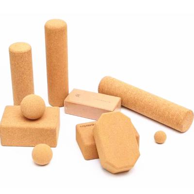 China High Density Natural Material Massage Cork Wooden Core Exercise Factory Supply Muscle Roller Yoga Roller for sale