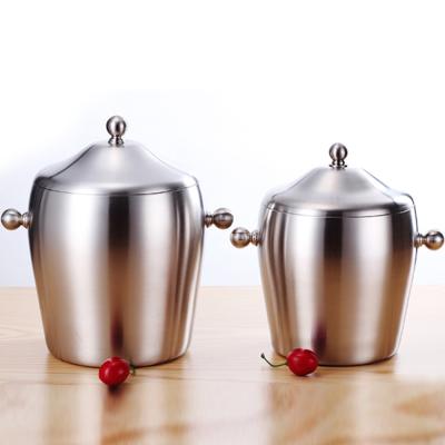 China HanFa Sustainable Promotional Double Wall Wine Fridge Stainless Steel Ice Bucket With Handle for sale