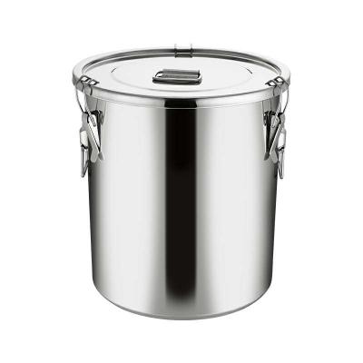 China Sustainable Hot Sale Stainless Steel Seal Barrel Water Rice Bucket Barrel Stock Pot With Lock for sale