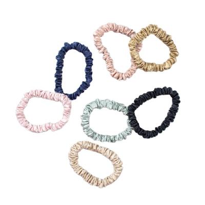 China 2020 New Fashion Gerine Hair Customized Soft And Comfortable Small Silk Scrunchies For Skinny 100% Pure Silk Hair Tie Women Accessories for sale