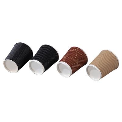 China Disposable Hot Selling Disposable Corrugated Cup Manufacturers Supply Customized Takeaway Ripple Walls Hot Drinks Coffee Cup for sale