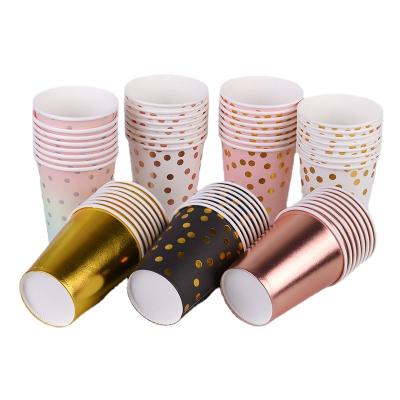 China Factory Wholesale Disposable Customized Paper Cup 6oz Birthday Party Drink Disposable Hot Stamping Party Cup for sale