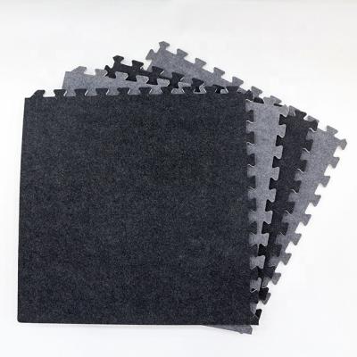 China Stain Resistant Black And Gray Soft EVA Carpet Tiles For Flooring Use for sale