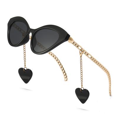 China European Punk Cat Eye Sunglasses Fashion Heart Oversized Fashion Sunglasses Metal Frame Drop Shade Sunglasses For Women for sale