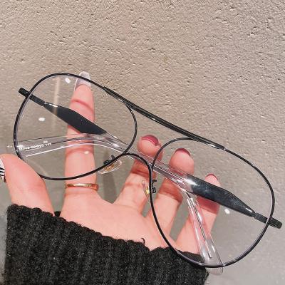 China Other Oversized One Piece Double Retro Bridges Women Glasses Fashion Big Frame Men Glass Frame for sale