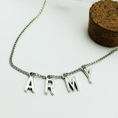 China FASHIONABLE Boys Letter Pendant Alphabets A.R.M.Y Charm Necklace BTS Necklace for sale