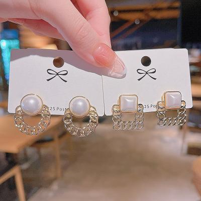 China European Vintage Women Jewelry Gold Color Pearl Earrings Fashion Earring Trend 2021 for sale