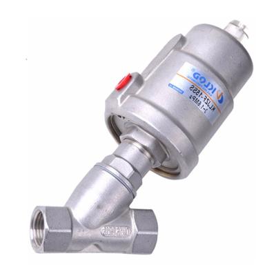 China General 2/2 Way Piston Operated Stainless Steel Thread Pneumatic Angle Seat Valve for sale