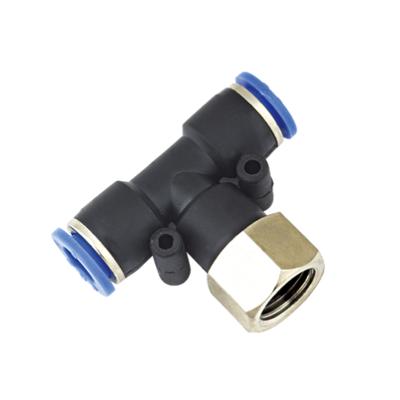 China PTF Series Female Thread Air Tee Plastic Pneumatic Hose Fitting for sale