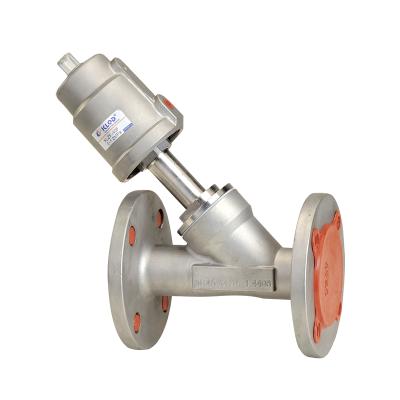 China General 2/2 Way Piston Operated Flange Stainless Steel Angle Seat Pneumatic Valve for sale