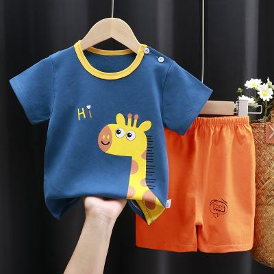 China Simplicity Children's Suit Cotton Girls Summer Clothes Boys T-shirt Baby Short Sleeve Baby Clothes Korean Children's Clothing 2022 New for sale