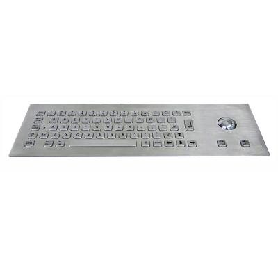 China Vandalproof 64keys Panel Mechanical Mount Metal Keyboard With Trackball for sale