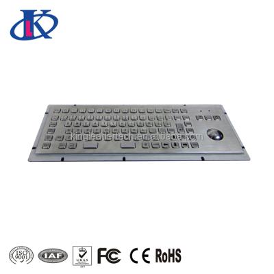 China Slim Waterproof Stainless Steel Metallic Industrial Keyboard With Optical Trackball for sale