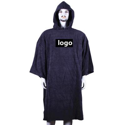 China 100% Hooded Changing Robe Beach Long Robe Unisex QUICK DRY Cotton Poncho In Towel For Adult for sale