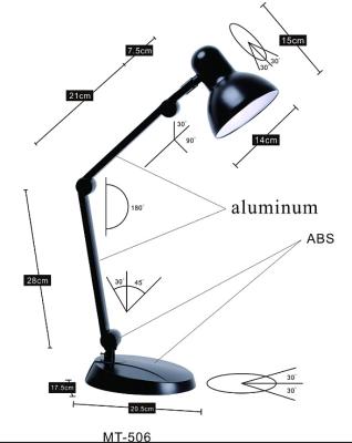 China Cost-effective E27 Desk Lamp Aluminum Alloy Arm Table Reading Desk Light Large Shade Folding Clip Lamp for sale