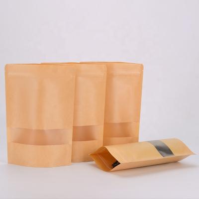 China Recycled Materials Custom Printed Thick Oil Proof Backing Up Zipper Kraft Paper Bag for sale