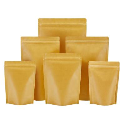 China Wholesale Recycled Brown Lined High Quality Pouch Food Lock Materials Zip Foil Stand Up Kraft Paper Bag for sale