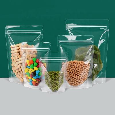 China Recyclable Food Ziplock Clear Custom Printing Stand Up Pouch Zip Lock Packaging Plastic Transparent Bag With Zipper for sale