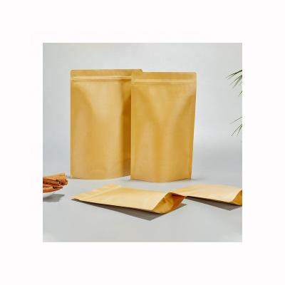 China High Quality Recycled Materials Zip Packaging Aluminum Lined Brown Food Rack Up Kraft Paper Bag for sale