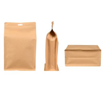 China Recycled Materials Custom Printed Zip Lock Stand Pouch Bags Window Design Biodegradable Kraft Paper Bag for sale