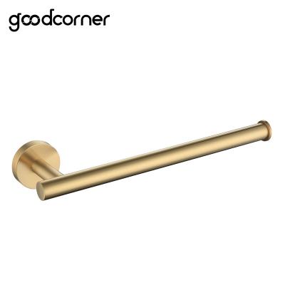 China Modern Wholesale Bathroom Accessories Durable Stainless Steel SS304 Brushed Gold Towel Rack for sale