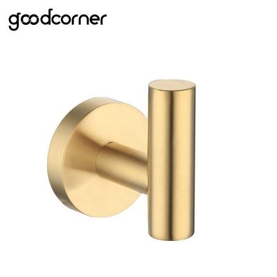 China Europe Stainless Steel SS304 Brushed Gold Bathroom Accessories Robe Hook for sale