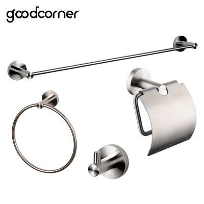 China Simple Stainless Steel Bathroom Accessories Set 4 Pcs In Nickel Color for sale