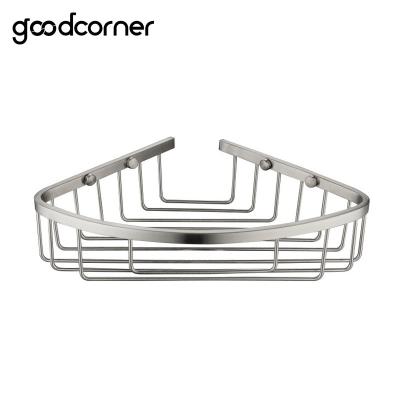 China Modern Nickel Brushed Stainless Steel SS304 Bathroom Accessories Bathroom Conner Basket for sale