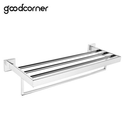 China Fashion Chrome Color SS304 Stainless Steel Bathroom Accessories Mirror Polished Towel Rack for sale