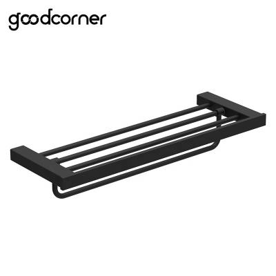 China BACKREST SS304 Stainless Steel Bathroom Accessories Matte Black Towel Rack for sale