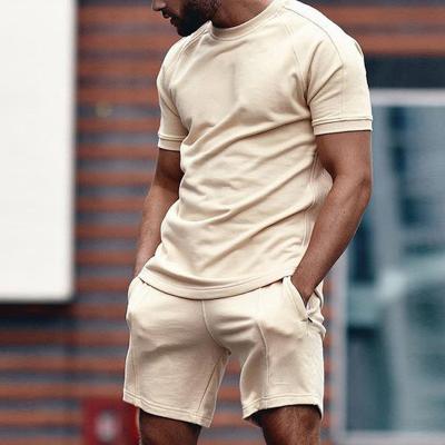 China Breathable 2 Piece Compression Tracksuit Mens Short Jogger Sets for sale